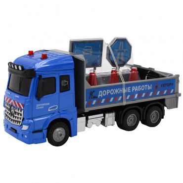 FT61086 Игрушка Грузовик с дорожными знаками, кабина die-cast, свет, звук, 1:43 Funky toys